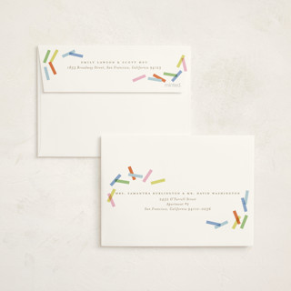 This is a candy petite holiday cards with standard by Ellen Schlegelmilch called confetti strips printing on signature in petite
