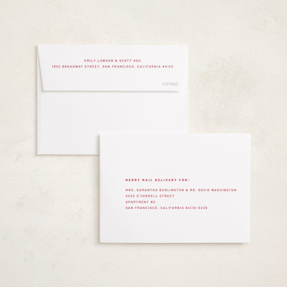 This is a santa suit petite holiday cards with standard by Blustery August called struffoli printing on recycled smooth signature in petite