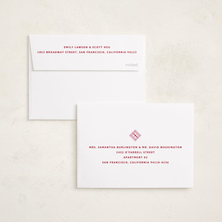 This is a strawberry petite holiday cards with standard by Inkblot Design called plaid squared printing on recycled smooth signature in petite