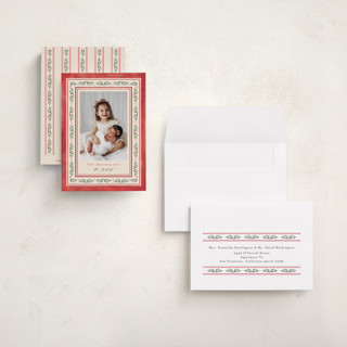 This is a holly berry petite holiday cards with standard by Mansi Verma called floral folk printing on signature in petite