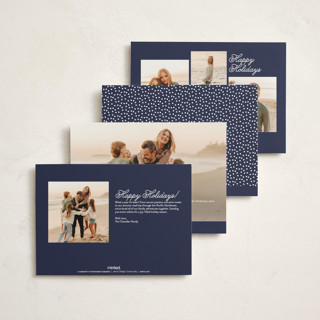 This is a blueberry petite holiday cards with standard by Sarah Brown called joy wreath printing on signature in petite