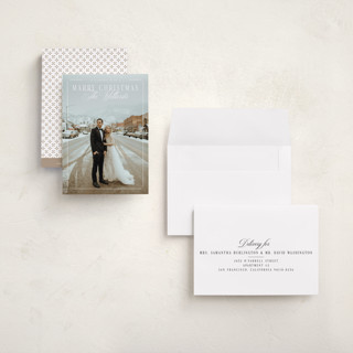 This is a snowmelt petite holiday cards with standard by Keen Peachy called marry christmas printing on recycled smooth signature in petite