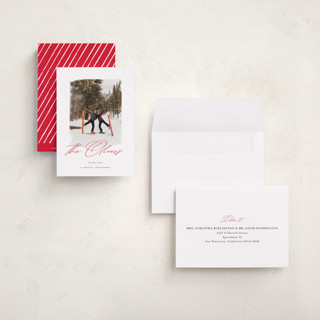This is a holly berry petite holiday cards with standard by AK Graphics called family signature printing on recycled smooth signature in petite