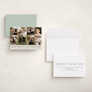 This is a coal petite holiday cards with standard by Kimberly Morgan called holiday photo grid printing on recycled smooth signature in petite