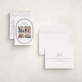 This is a bells petite holiday cards with standard by Corinne Malesic called festive monogram printing on recycled smooth signature in petite