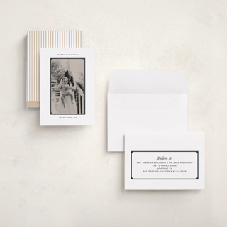 This is a raven petite holiday cards with standard by Creo Study called simple border printing on recycled smooth signature in petite