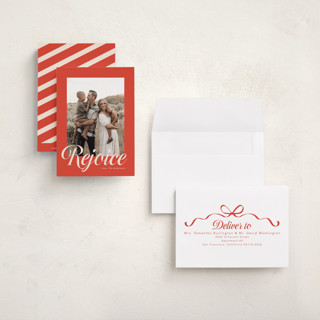 This is a candy cane petite holiday cards with standard by Cass Loh called bold script printing on recycled smooth signature in petite
