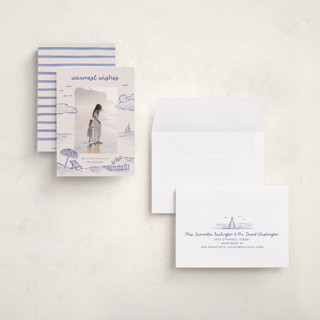 This is a ocean petite holiday cards with standard by Pink House Press called tis the sea sun printing on recycled smooth signature in petite