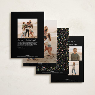 This is a popped petite holiday cards with standard by Pixel and Hank called confetti and sparkle printing on recycled smooth signature in petite