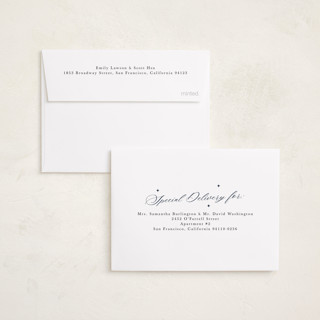 This is a navy petite holiday cards with standard by Cindy Reynolds called yule plaid printing on recycled smooth signature in petite