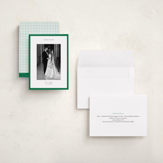 This is a pine petite holiday cards with standard by Wendy Chung called classic border printing on recycled smooth signature in petite