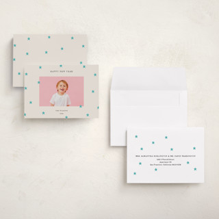 This is a frost petite holiday cards with standard by Kercia Jane called tiny star confetti printing on recycled smooth signature in petite