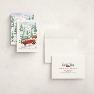 This is a cardinal petite holiday cards with standard by Paper Sun Studio called rocky road christmas printing on signature in petite