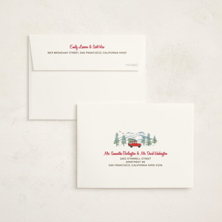 This is a cardinal petite holiday cards with standard by Paper Sun Studio called rocky road christmas printing on signature in petite