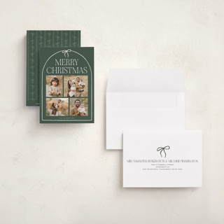 This is a forest petite holiday cards with standard by Vivian Yiwing called frame bow printing on recycled smooth signature in petite
