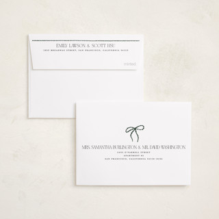 This is a forest petite holiday cards with standard by Vivian Yiwing called frame bow printing on recycled smooth signature in petite