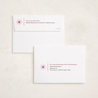 This is a crisp snow petite holiday cards with standard by Kate Ross called modern minimalist printing on recycled smooth signature in petite