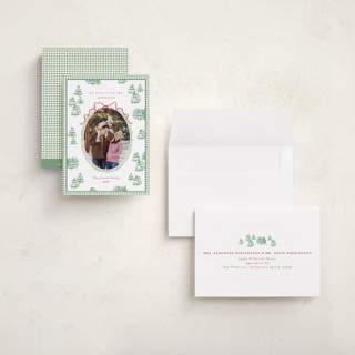 This is a pistachio petite holiday cards with standard by Bayberry Kate called alpine printing on recycled smooth signature in petite