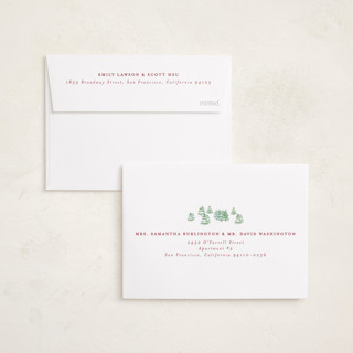 This is a pistachio petite holiday cards with standard by Bayberry Kate called alpine printing on recycled smooth signature in petite