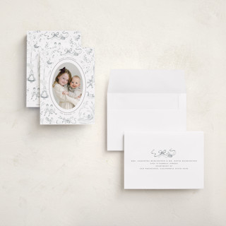 This is a ash petite holiday cards with standard by Teju Reval called 12 days of christmas toile printing on recycled smooth signature in petite