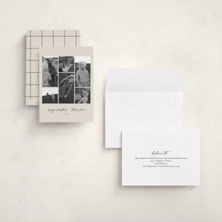 This is a eggnog petite holiday cards with standard by Angela Thompson called merry modern printing on recycled smooth signature in petite