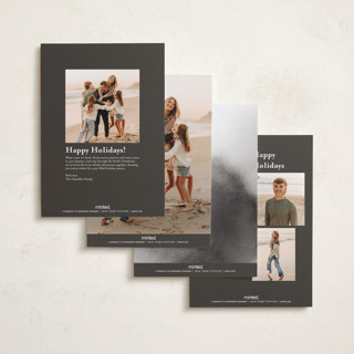 This is a wedding cake petite holiday cards with standard by Becky Nimoy called merry hand lettered script printing on recycled smooth signature in petite