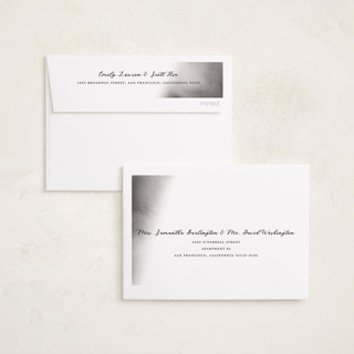 This is a wedding cake petite holiday cards with standard by Becky Nimoy called merry hand lettered script printing on recycled smooth signature in petite