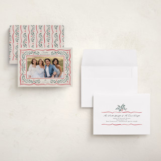 This is a scarlet petite holiday cards with standard by Chris Griffith called scalloped edge holiday printing on recycled smooth signature in petite
