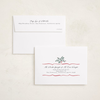 This is a scarlet petite holiday cards with standard by Chris Griffith called scalloped edge holiday printing on recycled smooth signature in petite