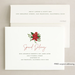This is a ash petite holiday cards with standard by Susan Zinader called welcome wreath printing on signature in petite