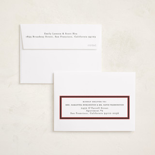 This is a poinsettia petite holiday cards with standard by Julie Murray called cottage floral printing on recycled smooth signature in petite