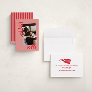 This is a berry petite holiday cards with standard by Inkblot Design called angled printing on recycled smooth signature in petite