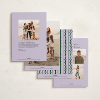 This is a sugar plum petite holiday cards with standard by Lauren Jopling called squiggle and stars printing on recycled smooth signature in petite