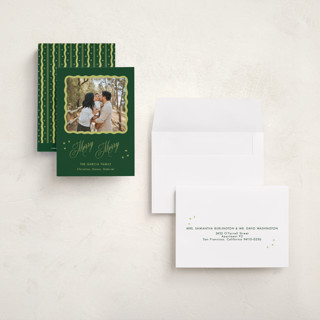 This is a forest petite holiday cards with standard by Lauren Jopling called squiggle and stars printing on signature in petite