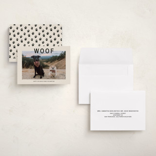 This is a cream petite holiday cards with standard by Ani Somi called big bold type printing on recycled smooth signature in petite