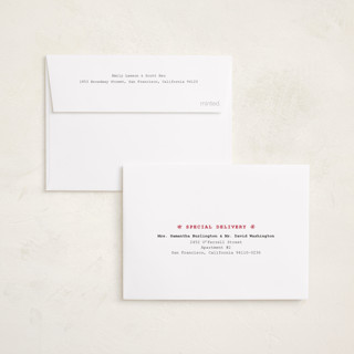 This is a cream petite holiday cards with standard by Ilene Guy called little greetings printing on signature in petite