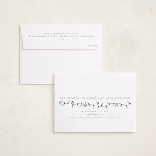 This is a snow petite holiday cards with standard by Kate Ross called love joy printing on recycled smooth signature in petite