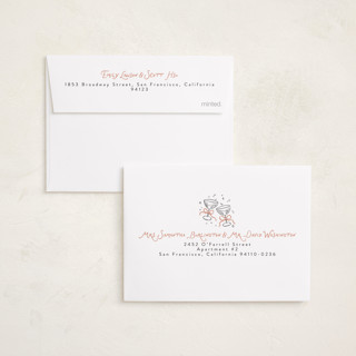 This is a candied grapefruit petite holiday cards with standard by Randi Cirelli called newlywed toast printing on recycled smooth signature in petite