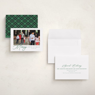 This is a evergreen petite holiday cards with standard by Melanie Kosuge called elegant_1 printing on recycled smooth signature in petite