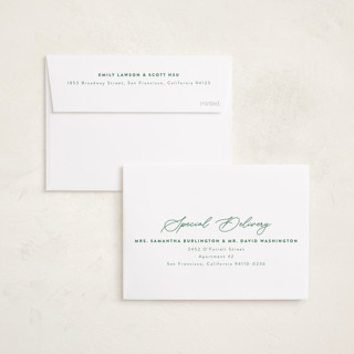 This is a evergreen petite holiday cards with standard by Melanie Kosuge called elegant_1 printing on recycled smooth signature in petite