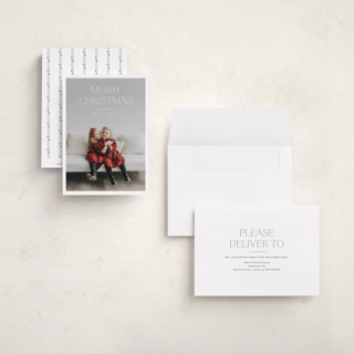 This is a snow petite holiday cards with standard by Stephanie Hawkes called red letter christmas printing on recycled smooth signature in petite