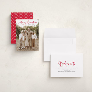 This is a cardinal petite holiday cards with standard by Sara Hicks Malone called christmas script printing on signature in petite