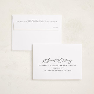 This is a snowfall petite holiday cards with standard by Melanie Kosuge called merry monoline printing on recycled smooth signature in petite