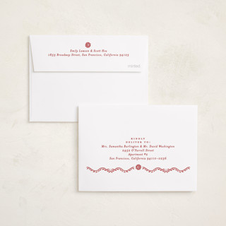 This is a peppermint petite holiday cards with standard by Julie Murray called cottage scallop printing on recycled smooth signature in petite