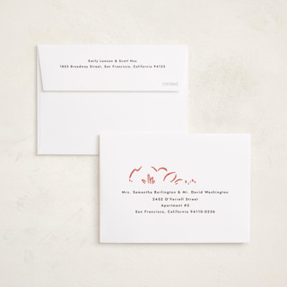 This is a berry petite holiday cards with standard by Griffinbell Paper Co. called sketched florals printing on signature in petite