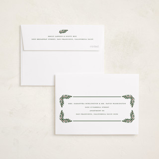 This is a eggnog petite holiday cards with standard by Leah Bisch called holly trellis printing on recycled smooth signature in petite