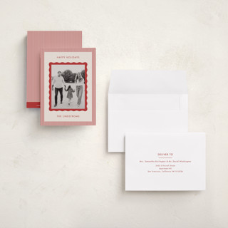 This is a eggnog petite holiday cards with standard by Kelly Schmidt called wavy edge printing on recycled smooth signature in petite