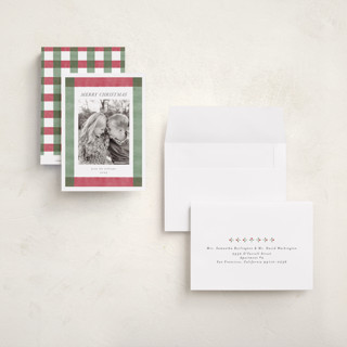 This is a crimson green petite holiday cards with standard by Chris Griffith called holiday rainbow printing on recycled smooth signature in petite