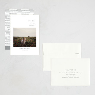 This is a silver bells petite holiday cards with standard by Up Up Creative called the little things printing on recycled smooth signature in petite