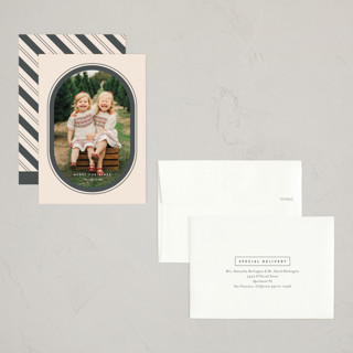 This is a licorice petite holiday cards with standard by Jessica Williams called ellipse printing on recycled smooth signature in petite
